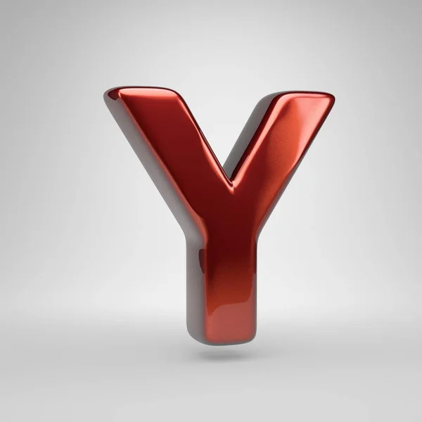 Buchstabe Großbuchstaben Roter Glänzender Metallischer Buchstabe Isoliert Auf Weißem Hintergrund — Stockfoto