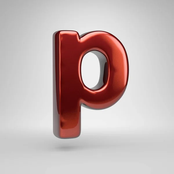 Letter Lowercase Red Glossy Metallic Letter Isolated White Background — ストック写真