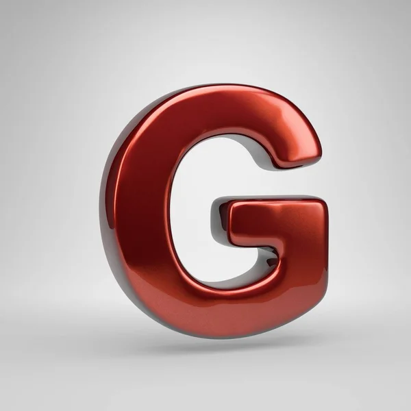 Letter Uppercase Red Glossy Metallic Letter Isolated White Background — Stockfoto