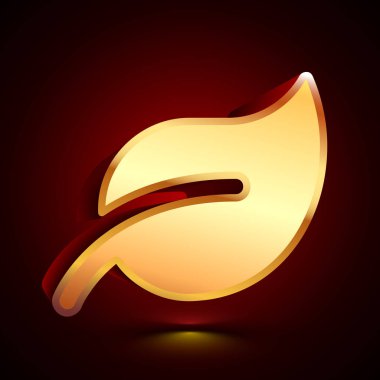 3D stilize yaprak simgesine gölge ile koyu arka plan.