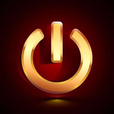 gölge ile koyu arka plan üzerinde 3D stilize güç düğmesi simgesi.