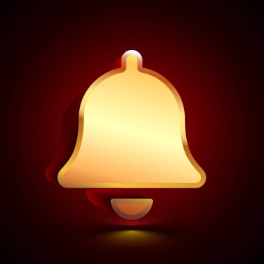 gölge ile koyu arka plan üzerinde 3D stilize yüzük zil simgesini.