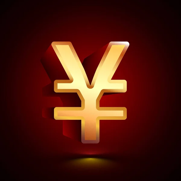Icona Yen Stilizzata Sfondo Scuro Con Ombra — Vettoriale Stock