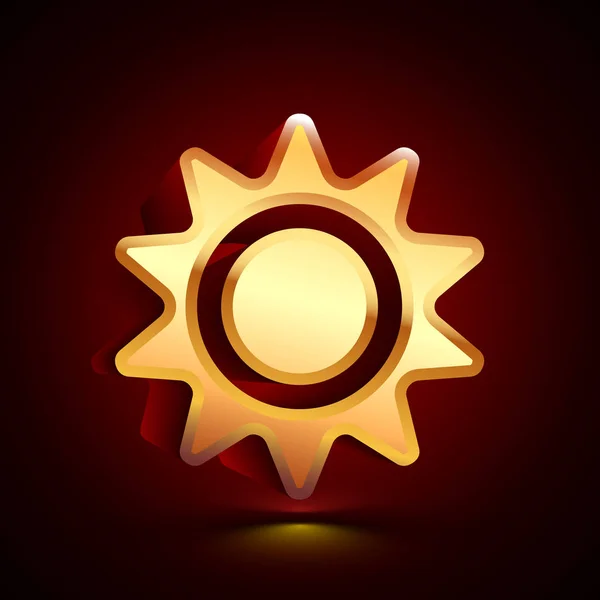Stylizované Ikona Slunce Tmavém Pozadí Stínem — Stockový vektor