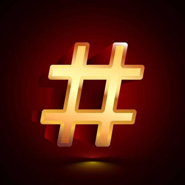 Stilisiertes Hashtag Symbol Auf Dunklem Hintergrund Mit Schatten — Stockvektor