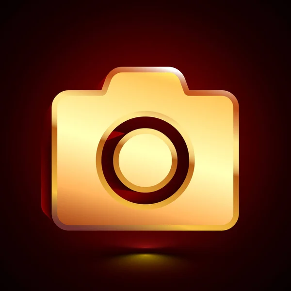 Gestileerde Fotocamera Pictogram Donkere Achtergrond Met Schaduw — Stockvector