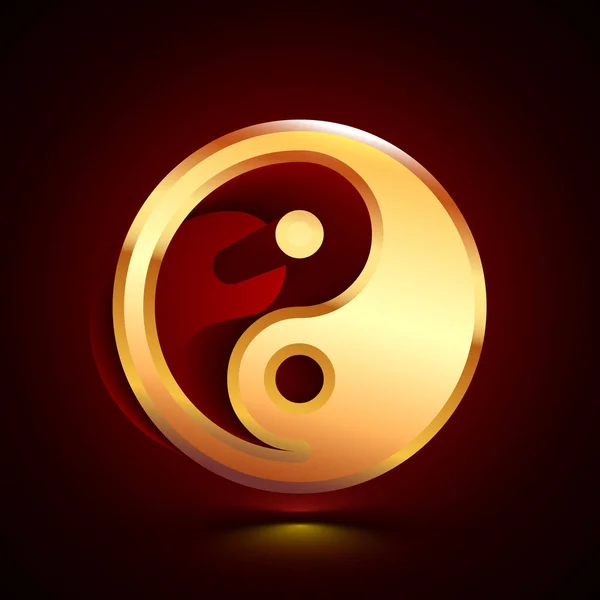 Icono Yin Yang Estilizado Sobre Fondo Oscuro Con Sombra — Vector de stock