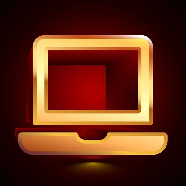 Stilisiertes Laptop Symbol Auf Dunklem Hintergrund Mit Schatten — Stockvektor