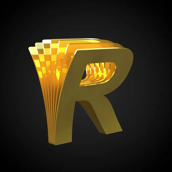 Bokstaven Versaler Render Cutaway Guld Teckensnitt Gyllene Alfabetet Symbol Isolerad — Stockfoto