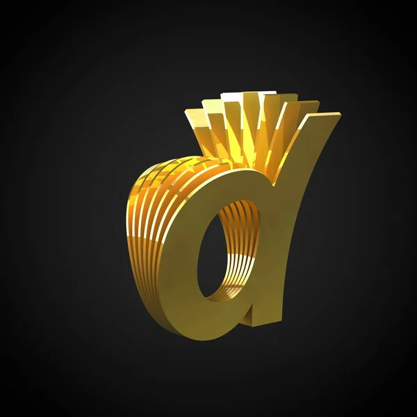 Тривимірна Літера Золотий Шрифт Рендеринга Золотий Символ Алфавіту Ізольовано Чорному — стокове фото