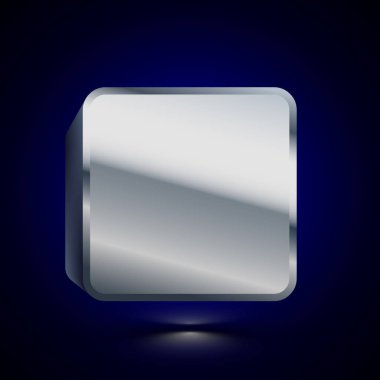 3D stilize dur simgesi. Parlak gümüş vektör simgesi. Gölge ile koyu arka plan üzerinde illüstrasyon izole hacimsel sembolü.