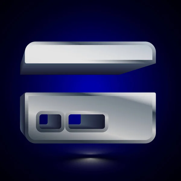 Stylizované Ikony Kreditní Karty Lesklý Stříbrný Vektorové Ikony Izolované Objemové — Stockový vektor