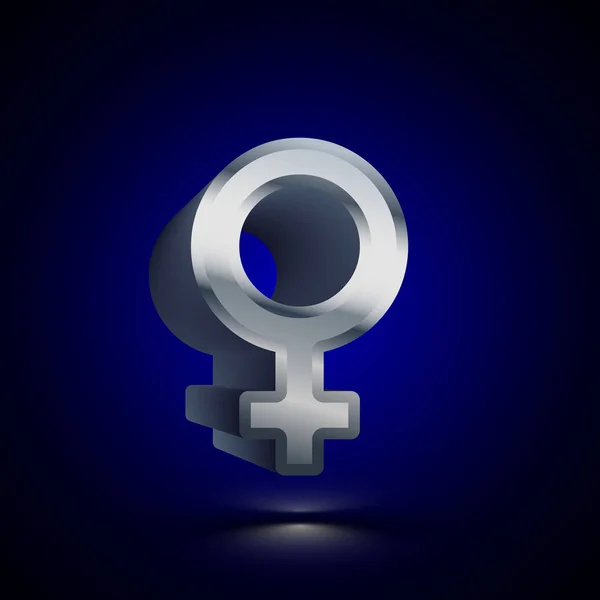 Stylized Venus Icon Glossy Silver Vector Icon Isolated Volumetric Symbol — Stock Vector