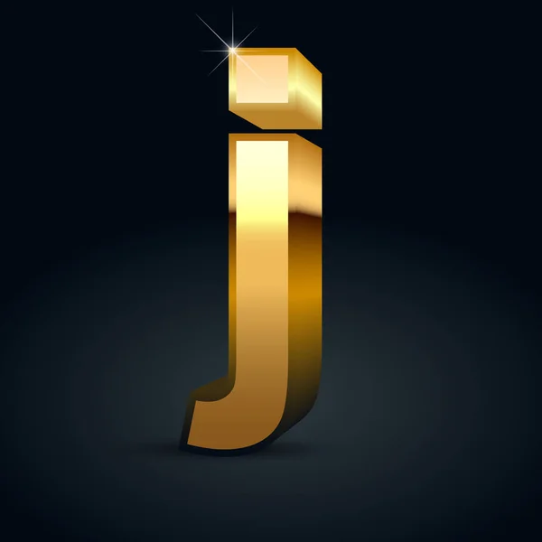 Vector Gouden Letter Kleine Letters Glanzende Gouden Lettertype Geïsoleerd Zwarte — Stockvector