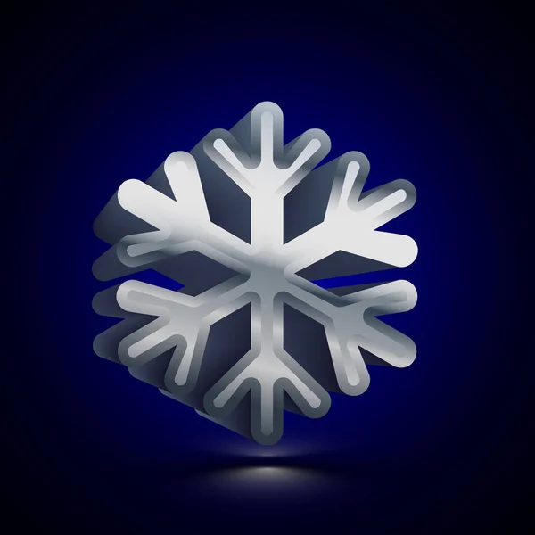 Стилизованная Иконка Snow Глянцевая Серебряная Векторная Икона Изолированная Объемная Иллюстрация — стоковый вектор