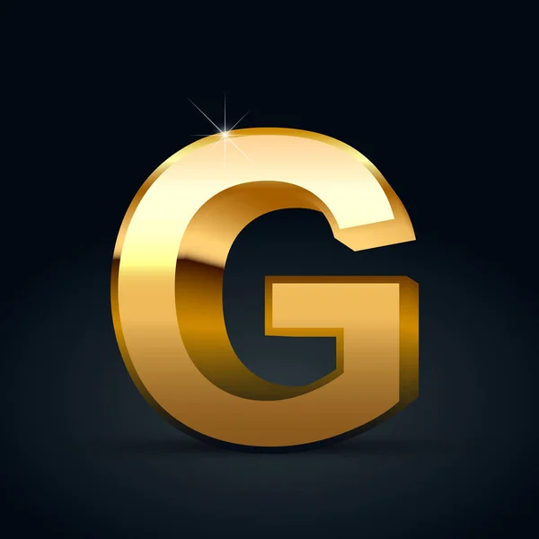 Vector Gouden Letter Hoofdletters Glanzende Gouden Lettertype Geïsoleerd Zwarte Achtergrond — Stockvector