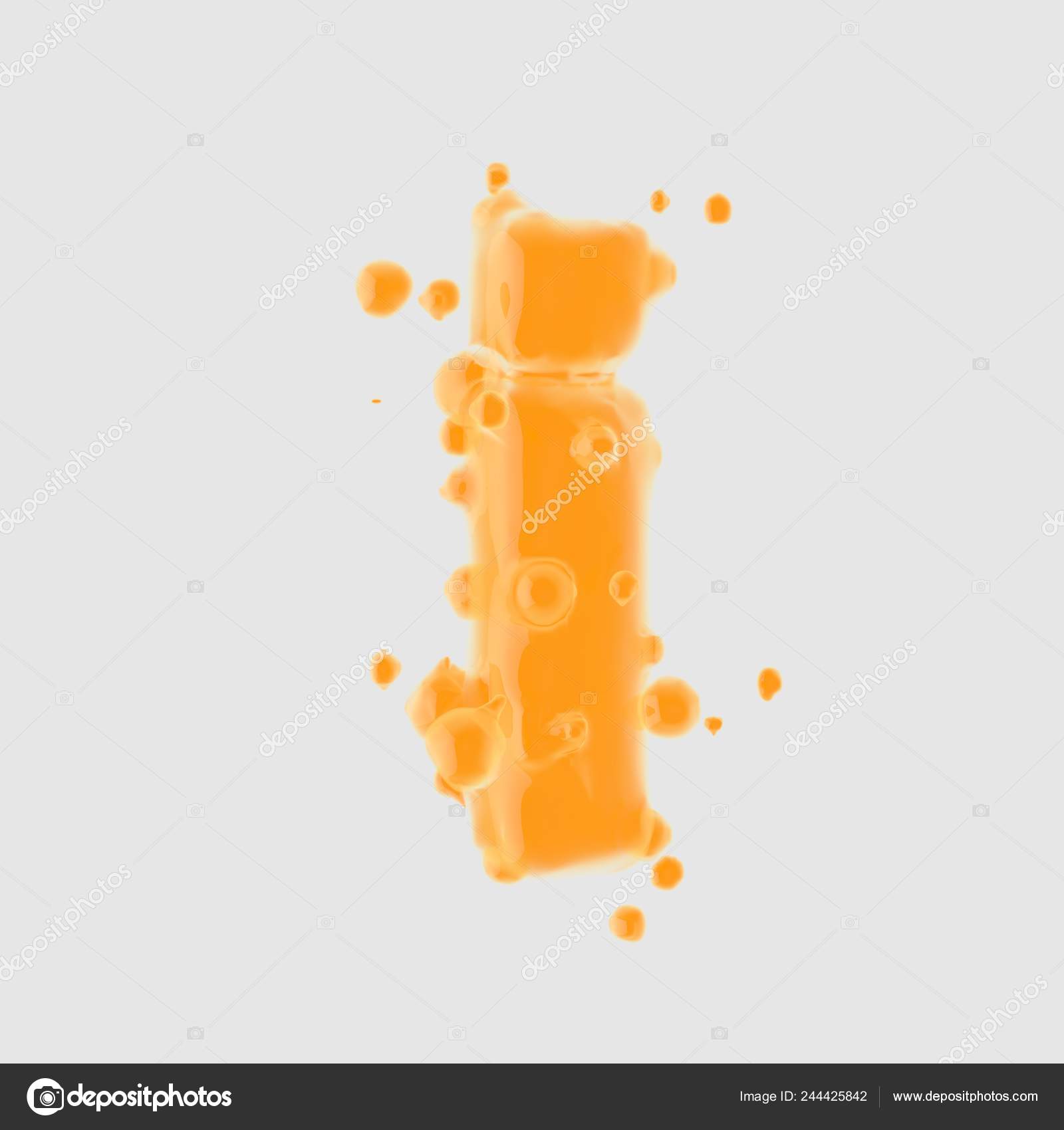 Letra Minúscula Orange Juice Fuente Con Gotas Aisladas Sobre Fondo