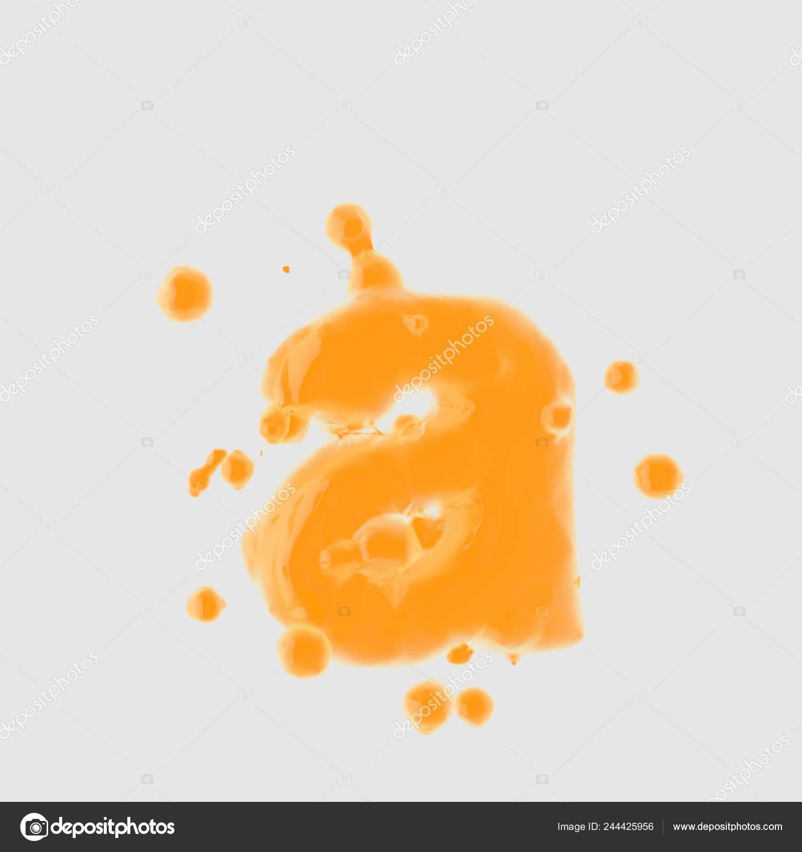 Letra Minúscula Orange Juice Fuente Con Gotas Aisladas Sobre Fondo