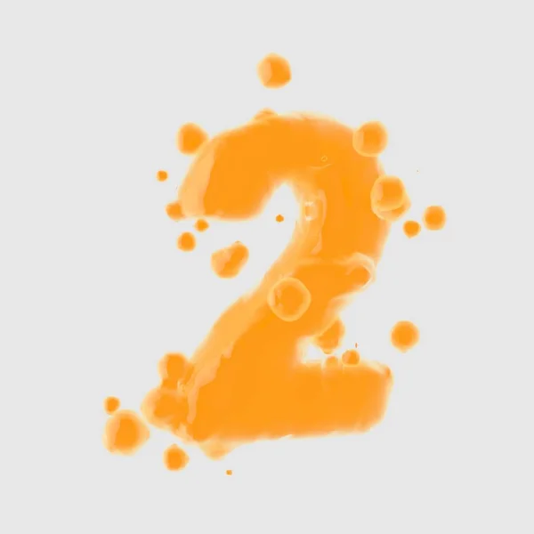 Number Orange Juice Font Drops Isolated White Background Render — Stock Photo, Image