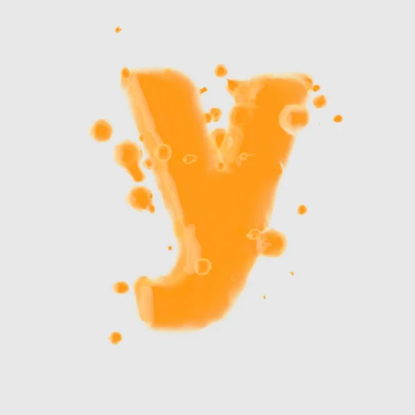 Letter Kleine Letters Orange Juice Lettertype Met Druppels Geïsoleerd Een — Stockfoto