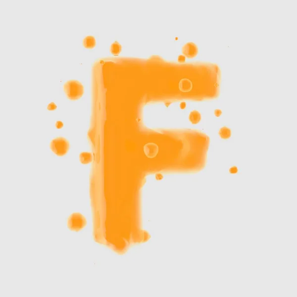 Letter Hoofdletters Orange Juice Lettertype Met Druppels Geïsoleerd Een Witte — Stockfoto