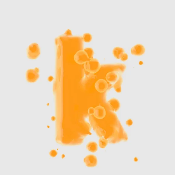 Letter Kleine Letters Orange Juice Lettertype Met Druppels Geïsoleerd Een — Stockfoto