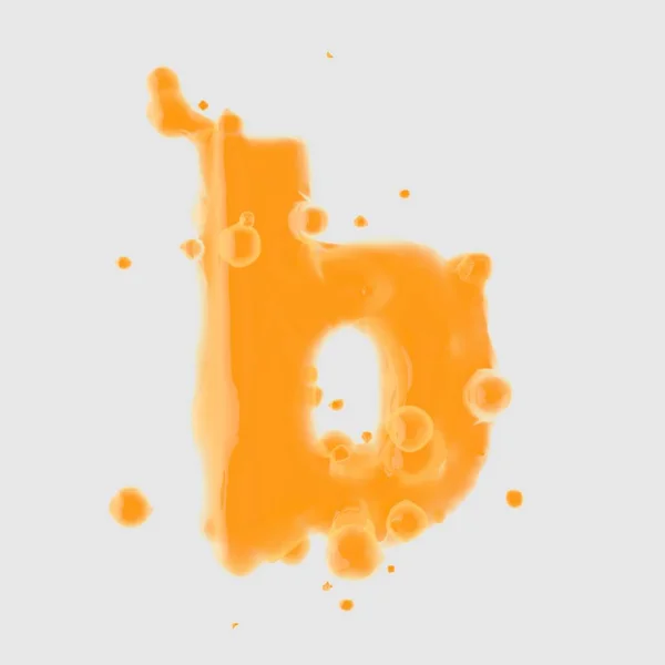 Letter Kleine Letters Orange Juice Lettertype Met Druppels Geïsoleerd Een — Stockfoto