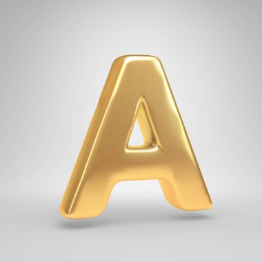 3D mektup bir büyük harf. Beyaz arka plan üzerinde izole parlak altın yazı tipi