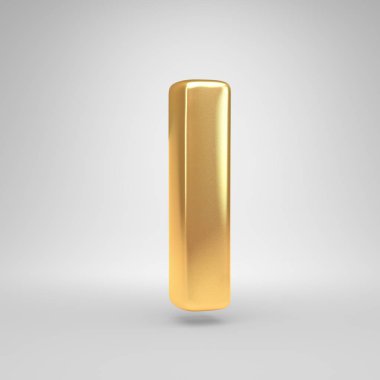 3D L harfi küçük. Beyaz arka plan üzerinde izole parlak altın yazı tipi