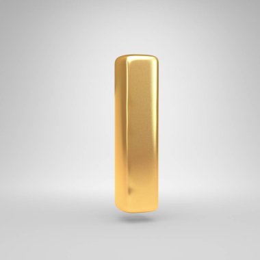 Ben büyük 3d mektup. Beyaz arka plan üzerinde izole parlak altın yazı tipi