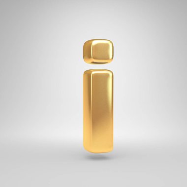 Ben küçük 3d mektup. Beyaz arka plan üzerinde izole parlak altın yazı tipi