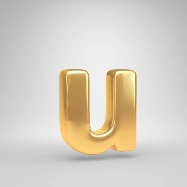 3D letter U kleine letters. Glanzende gouden lettertype geïsoleerd op witte achtergrond — Stockfoto