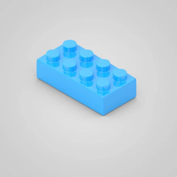 子供用青色光のおもちゃビルディング ブロック レンガ。白い背景に分離された 3 d のレンダリング. — ストック写真