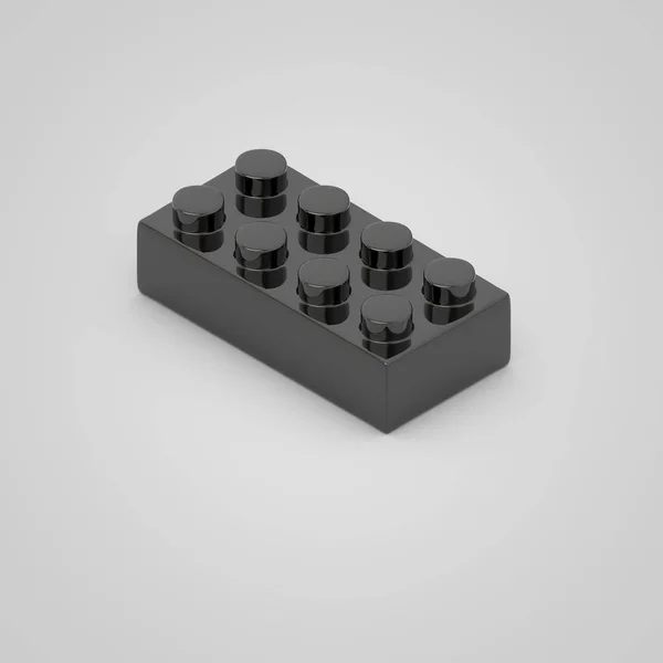 Black toy building block brick for children. 3d render isolated on white background. — Stock Photo, Image