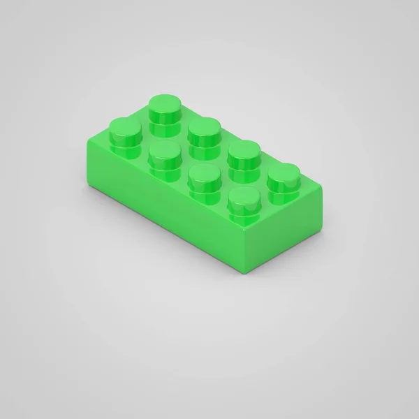 子供のため緑のおもちゃビルディング ブロック レンガ。白い背景に分離された 3 d のレンダリング. — ストック写真