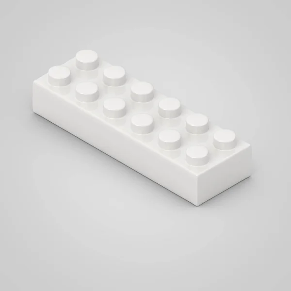 子供用白おもちゃビルディング ブロック レンガ。白い背景に分離された 3 d のレンダリング. — ストック写真