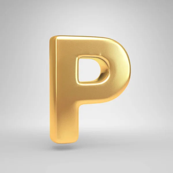 3D letter P uppercase. Shiny golden font isolated on white background — Stock Photo, Image