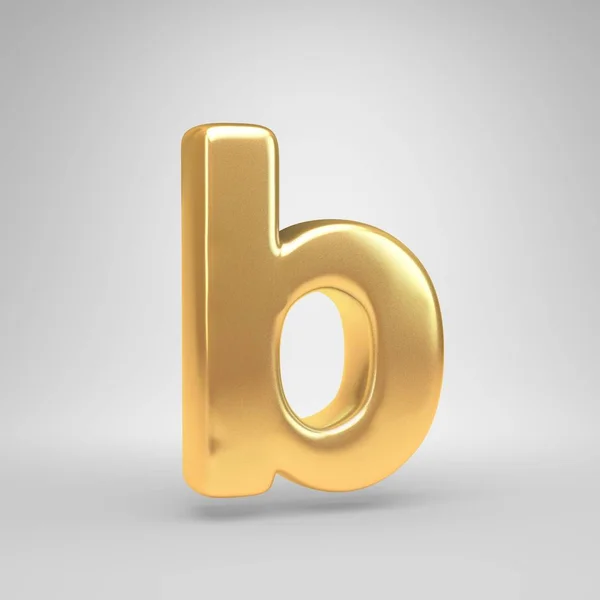 Lettera B minuscola 3D. Font dorato lucido isolato su sfondo bianco — Foto Stock