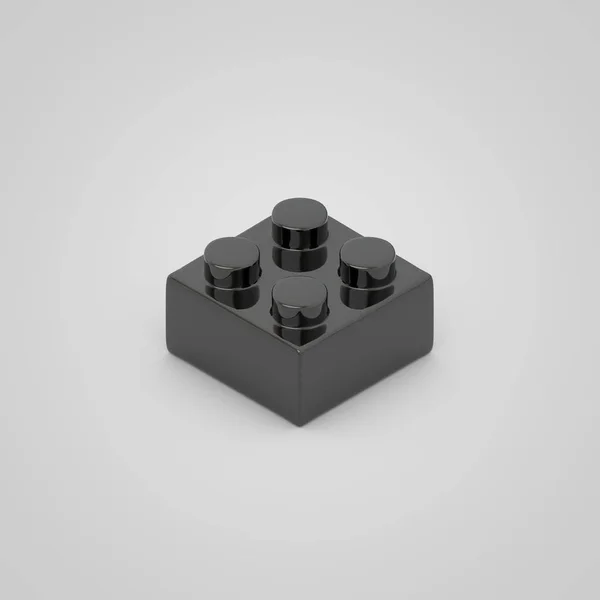 子供のため黒いおもちゃビルディング ブロック レンガ。白い背景に分離された 3 d のレンダリング. — ストック写真