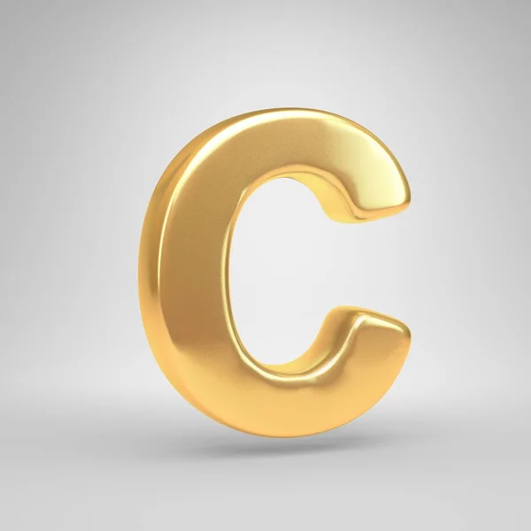 3D bokstaven C versaler. Glänsande gyllene teckensnitt isolerad på vit bakgrund — Stockfoto