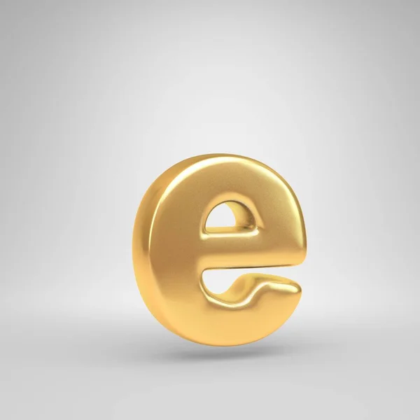 3D letter E kleine letters. Glanzende gouden lettertype geïsoleerd op witte achtergrond — Stockfoto