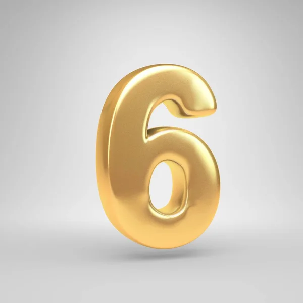 3D numer 6. Błyszczący złoty czcionki na białym tle — Zdjęcie stockowe