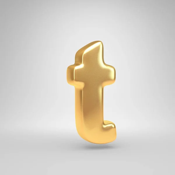 Letra 3D T minúscula. Fonte dourada brilhante isolada no fundo branco — Fotografia de Stock