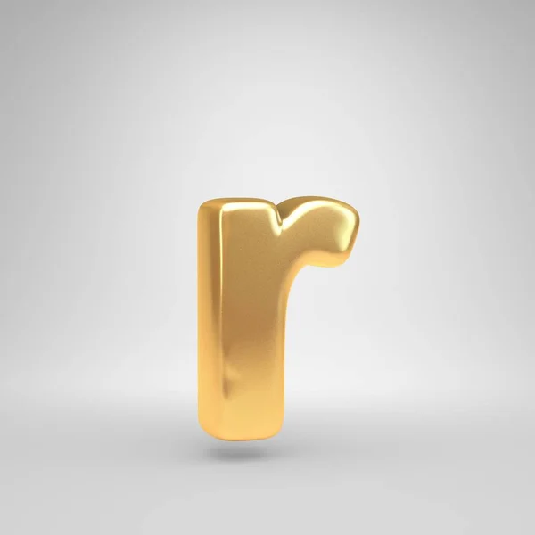 3 d の R の文字の小文字。白い背景に分離された光沢のある黄金のフォント — ストック写真
