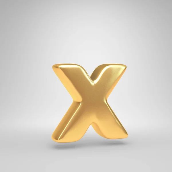 3D písmeno X malá. Lesklé zlaté písmo izolovaných na bílém pozadí — Stock fotografie