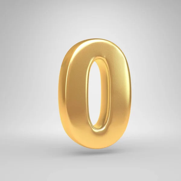 Тривимірне число 0. Блискучий золотий шрифт ізольований на білому тлі — стокове фото