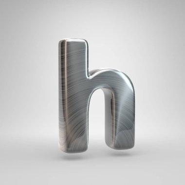 Metal harf H küçük fırça. Beyaz arka plan üzerinde izole 3d render parlak metal yazı tipi.