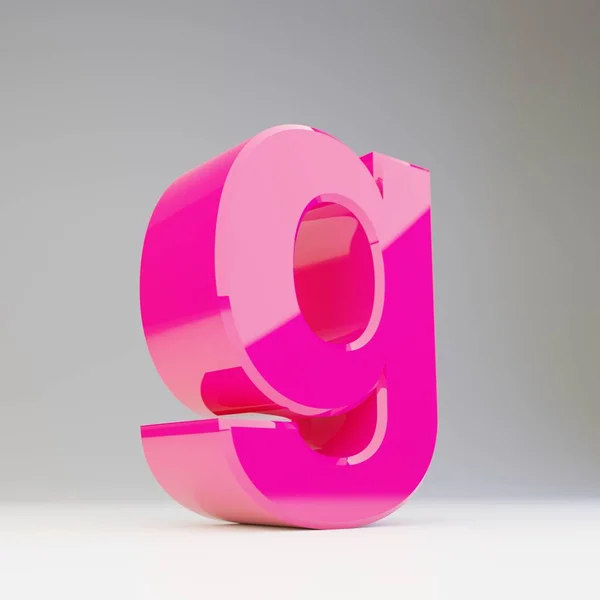 Giant 3D letra G minúscula. Renderizado fuente rosa brillante aislado sobre fondo blanco . —  Fotos de Stock