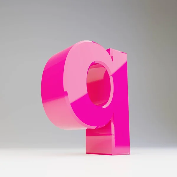 Гігантська 3D літера Q в нижньому регістрі. Глянцевий рожевий шрифт ізольований на білому тлі . — стокове фото