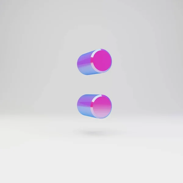 3D-symbool van de dikke darm. Gesmolten multicolor metalen lettertype met glanzende reflecties en schaduw geïsoleerd op witte achtergrond. — Stockfoto